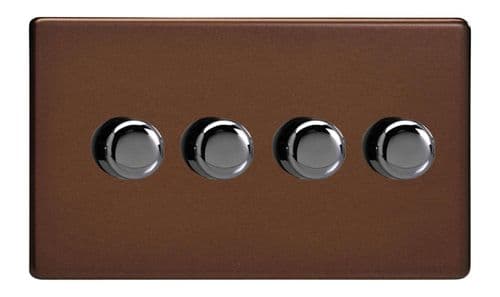 Varilight JDMDP254S Screwless Mocha 4 Gang 2-Way Push-On/Off LED Dimmer 0-120W V-Pro