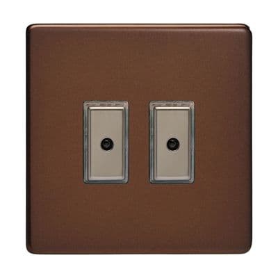 Varilight JDME102S Screwless Mocha 2 Gang V-Pro Remote/Touch Master LED Dimmer 0-100W