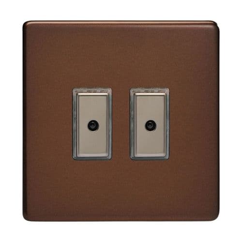 Varilight JDME102S Screwless Mocha 2 Gang V-Pro Remote/Touch Master LED Dimmer 0-100W