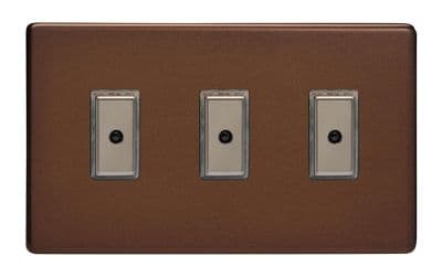 Varilight JDME103S Screwless Mocha 3 Gang V-Pro Remote/Touch Master LED Dimmer 0-100W