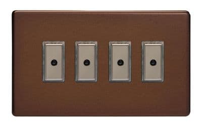 Varilight JDME104S Screwless Mocha 4 Gang V-Pro Remote/Touch Master LED Dimmer 0-100W