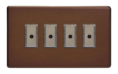 Varilight JDME104S Screwless Mocha 4 Gang V-Pro Remote/Touch Master LED Dimmer 0-100W