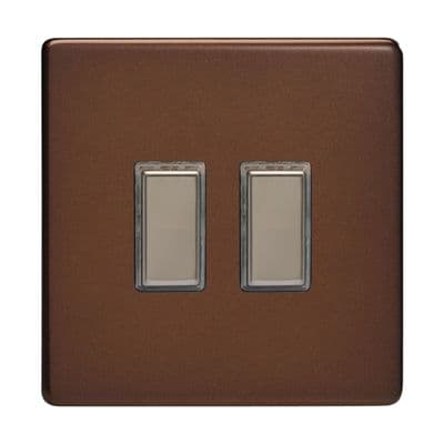 Varilight JDMES002S Screwless Mocha 2 Gang Touch Dimming Slave (use with V-Pro Master)