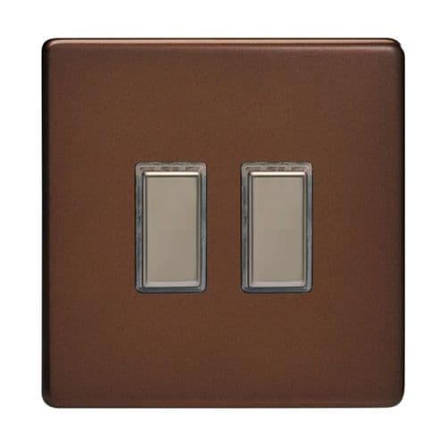 Varilight JDMES002S Screwless Mocha 2 Gang Touch Dimming Slave (use with V-Pro Master)