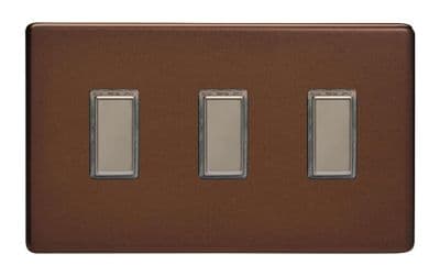 Varilight JDMES003S Screwless Mocha 3 Gang Touch Dimming Slave (use with V-Pro Master)