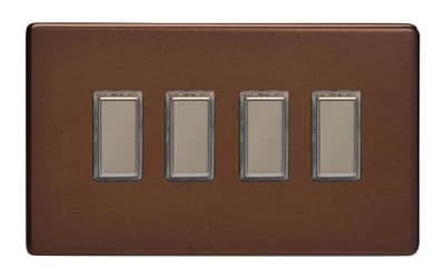 Varilight JDMES004S Screwless Mocha 4 Gang Touch Dimming Slave (use with V-Pro Master)