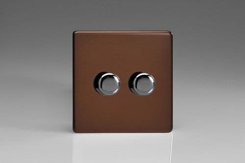 Varilight JDMSM102S Screwless Mocha 2 Gang V-Pro Smart Master WiFi Dimmer 2 x 100W LED