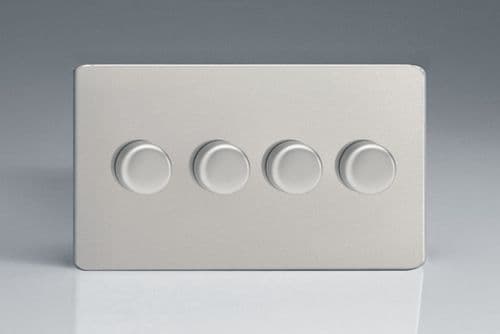 Varilight JDNDP254S Screwless Satin Chrome 4 Gang 2-Way Push-On/Off LED Dimmer 0-120W V-Pro