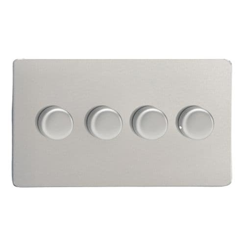 Varilight JDNDP254S Screwless Satin Chrome 4 Gang 2-Way Push-On/Off LED Dimmer 0-120W V-Pro