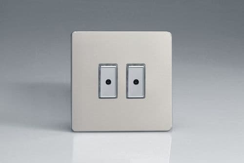 Varilight JDNE102S Screwless Satin Chrome 2 Gang V-Pro Remote/Touch Master LED Dimmer 0-100W