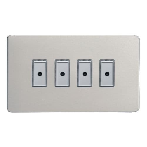 Varilight JDNE104S Screwless Satin Chrome 4 Gang V-Pro Remote/Touch Master LED Dimmer 0-100W