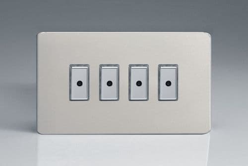 Varilight JDNE104S Screwless Satin Chrome 4 Gang V-Pro Remote/Touch Master LED Dimmer 0-100W