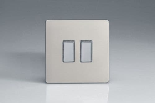Varilight JDNES002S Screwless Satin Chrome 2 Gang Touch Dimming Slave (use with V-Pro Master)