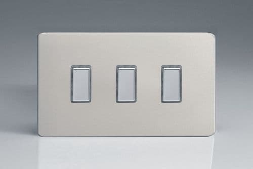 Varilight JDNES003S Screwless Satin Chrome 3 Gang Touch Dimming Slave (use with V-Pro Master)