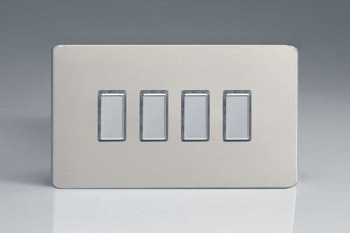 Varilight JDNES004S Screwless Satin Chrome 4 Gang Touch Dimming Slave (use with V-Pro Master)