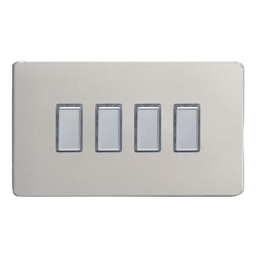 Varilight JDNES004S Screwless Satin Chrome 4 Gang Touch Dimming Slave (use with V-Pro Master)