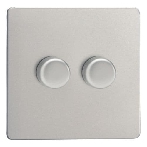 Varilight JDNM102S Screwless Satin Chrome 2 Gang V-Pro Multi-Way Master LED Dimmer 120W