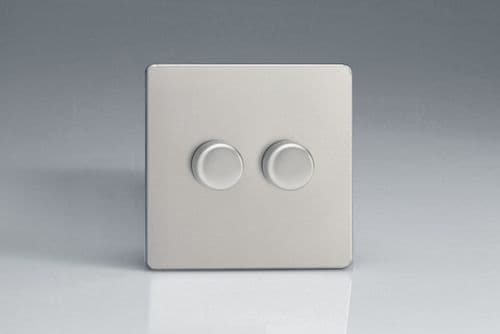 Varilight JDNP252S Screwless Satin Chrome 2 Gang 2-Way Push-On/Off LED Dimmer 0-120W V-Pro