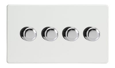 Varilight JDQDP254S Screwless Premium White 4 Gang 2-Way Push-On/Off LED Dimmer 0-120W V-Pro