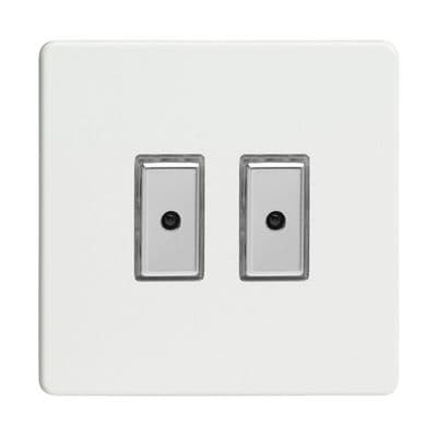 Varilight JDQE102S Screwless Premium White 2 Gang V-Pro Remote/Touch Master LED Dimmer 0-100W