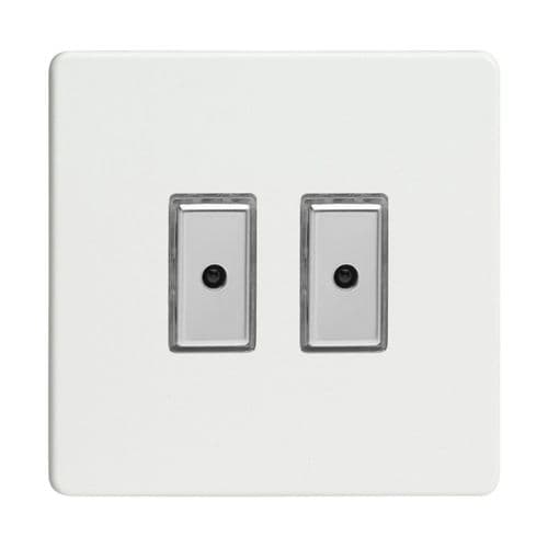 Varilight JDQE102S Screwless Premium White 2 Gang V-Pro Remote/Touch Master LED Dimmer 0-100W