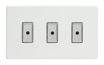 Varilight JDQE103S Screwless Premium White 3 Gang V-Pro Remote/Touch Master LED Dimmer 0-100W