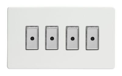 Varilight JDQE104S Screwless Premium White 4 Gang V-Pro Remote/Touch Master LED Dimmer 0-100W