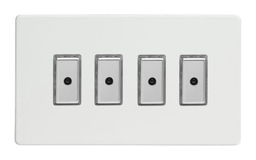 Varilight JDQE104S Screwless Premium White 4 Gang V-Pro Remote/Touch Master LED Dimmer 0-100W