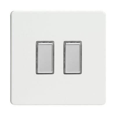Varilight JDQES002S Screwless Premium White 2 Gang Touch Dimming Slave (use with V-Pro Master)