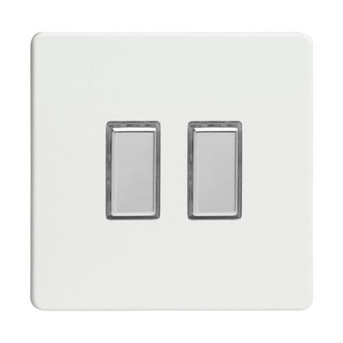 Varilight JDQES002S Screwless Premium White 2 Gang Touch Dimming Slave (use with V-Pro Master)