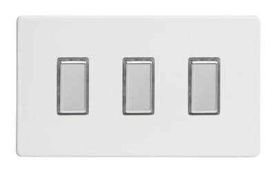Varilight JDQES003S Screwless Premium White 3 Gang Touch Dimming Slave (use with V-Pro Master)