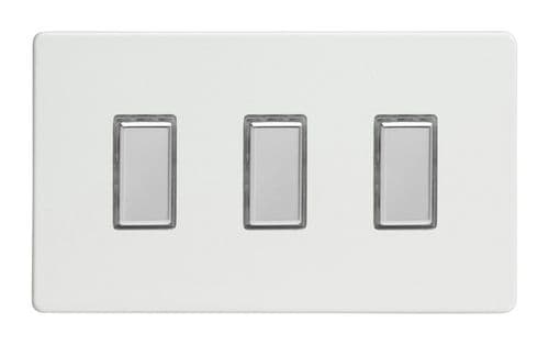 Varilight JDQES003S Screwless Premium White 3 Gang Touch Dimming Slave (use with V-Pro Master)