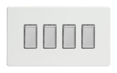 Varilight JDQES004S Screwless Premium White 4 Gang Touch Dimming Slave (use with V-Pro Master)