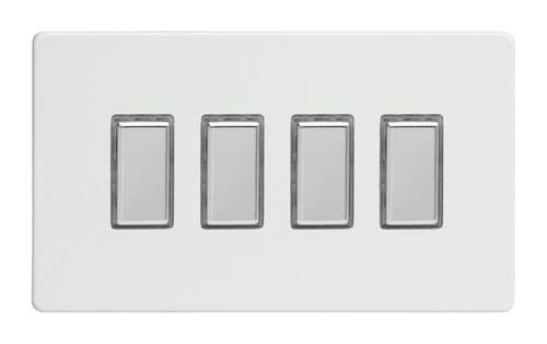 Varilight JDQES004S Screwless Premium White 4 Gang Touch Dimming Slave (use with V-Pro Master)