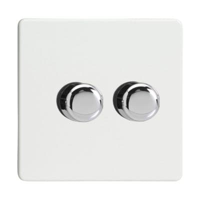 Varilight JDQM102S Screwless Premium White 2 Gang V-Pro Multi-Way Master LED Dimmer 120W