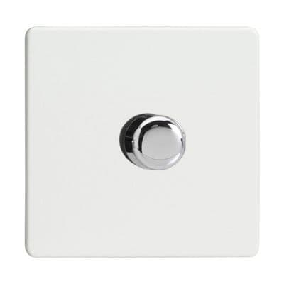 Varilight JDQP401S Screwless Premium White 1 Gang 2-Way Push-On/Off LED Dimmer 0-120W V-Pro