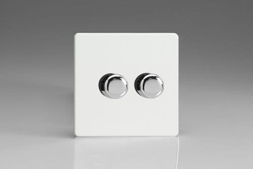 Varilight JDQSM102S Screwless Premium White 2 Gang V-Pro Smart Master WiFi Dimmer 2 x 100W LED