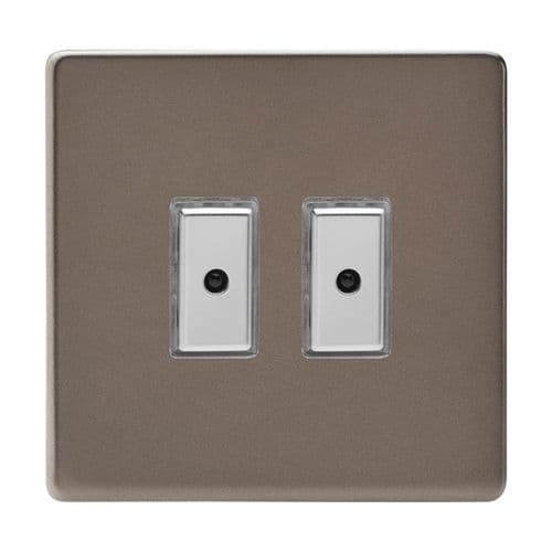 Varilight JDRE102S Screwless Pewter 2 Gang V-Pro Remote/Touch Master LED Dimmer 0-100W