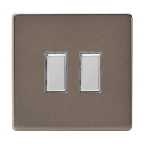 Varilight JDRES002S Screwless Pewter 2 Gang Touch Dimming Slave (use with V-Pro Master)