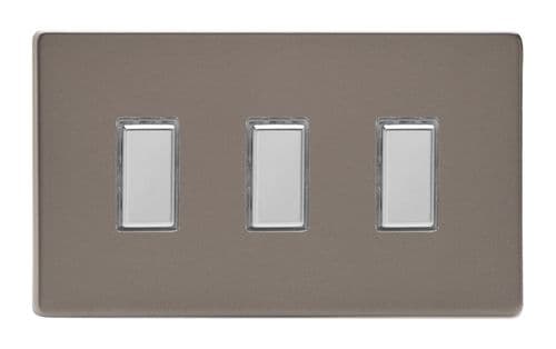 Varilight JDRES003S Screwless Pewter 3 Gang Touch Dimming Slave (use with V-Pro Master)