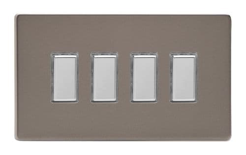Varilight JDRES004S Screwless Pewter 4 Gang Touch Dimming Slave (use with V-Pro Master)