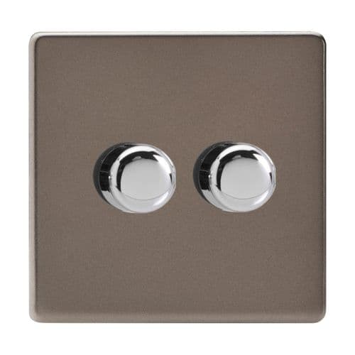 Varilight JDRS2S Screwless Pewter 2 Gang V-Pro Companion Controller