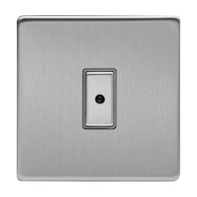 Varilight JDSE101S Screwless Brushed Steel 1 Gang V-Pro Remote/Touch Master LED Dimmer 0-100W