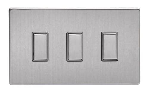 Varilight JDSES003S Screwless Brushed Steel 3 Gang Touch Dimming Slave (use with V-Pro Master)