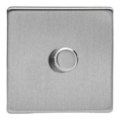 Varilight JDSM101S Screwless Brushed Steel 1 Gang V-Pro Multi-Way Master LED Dimmer 120W