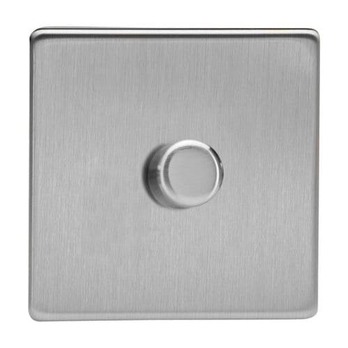 Varilight JDSP401S Screwless Brushed Steel 1 Gang 2-Way Push-On/Off LED Dimmer 0-120W V-Pro