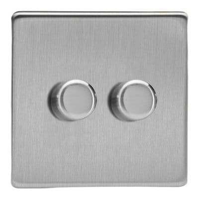 Varilight JDSS2S Screwless Brushed Steel 2 Gang V-Pro Companion Controller