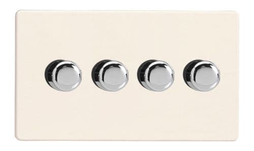 Varilight JDYDP254S.PD Screwless Primed 4 Gang 2-Way Push-On/Off LED Dimmer 0-120W V-Pro