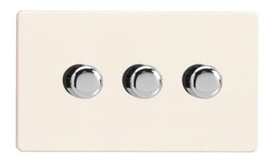 Varilight JDYDP303S.PD Screwless Primed 3 Gang 2-Way Push On/Off LED Dimmer 0-120W V-Pro