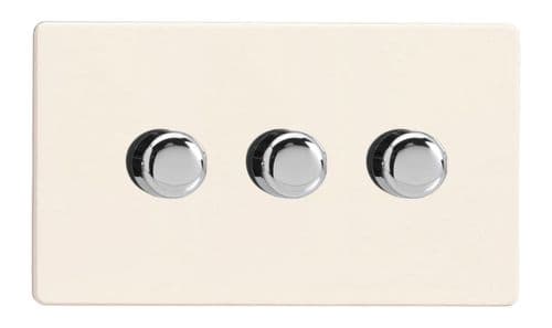 Varilight JDYDP303S.PD Screwless Primed 3 Gang 2-Way Push On/Off LED Dimmer 0-120W V-Pro